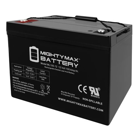 MIGHTY MAX BATTERY 12V 100Ah SLA Replacement Battery for SLAA12-100C/FR Ultra MAX3958684